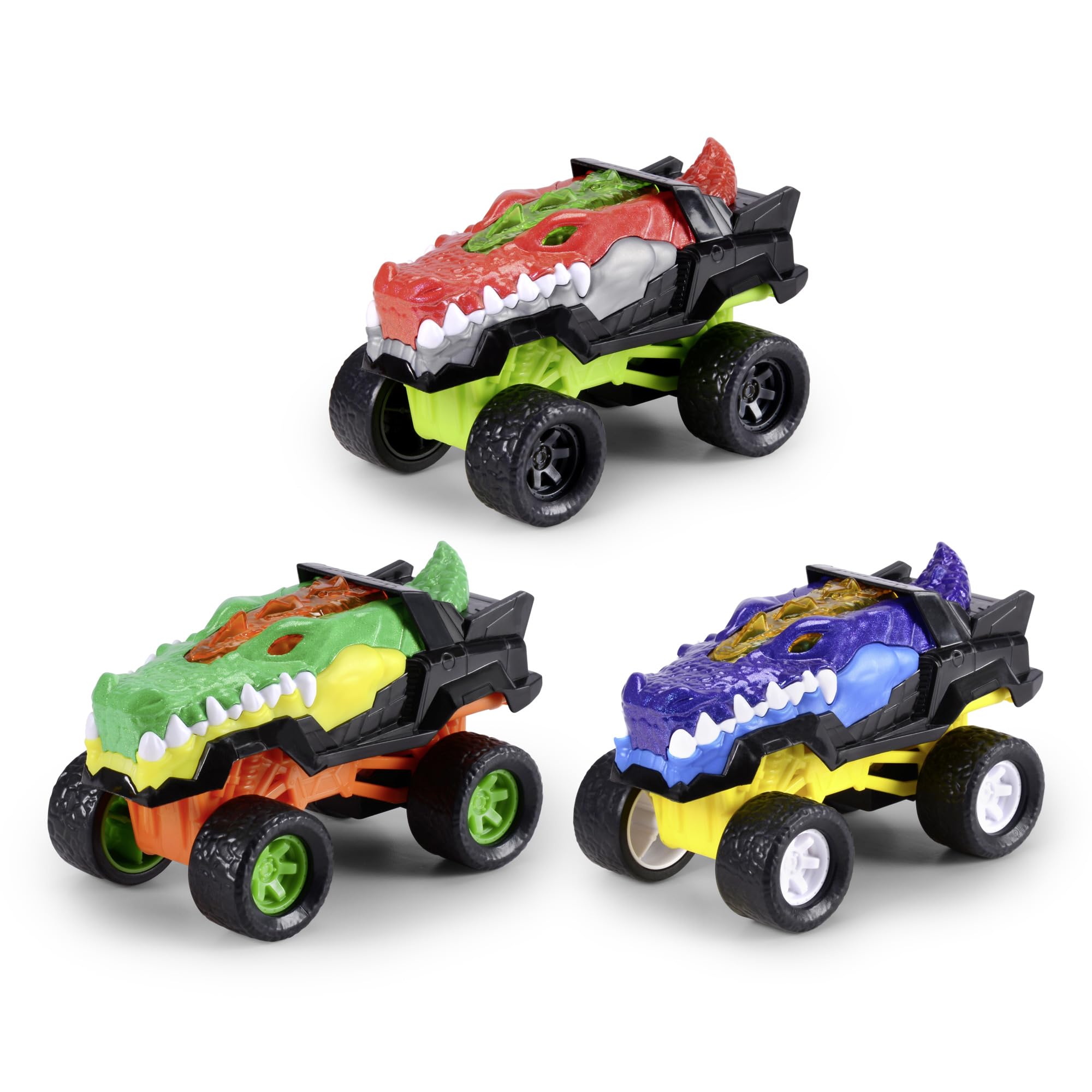 Dickie Toys - Metal Monster Gator Car (15 cm) - Crocodile Monster Truck from 3 Years, Toy Car for Children with Retract, Suspension & Rubber Tyres (3 Assorted Designs, Random Selection)