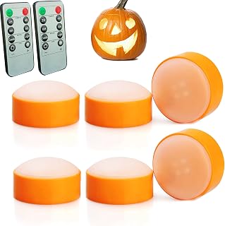 6 Pack Halloween Pumpkin Lights with Remote/Timer Led Battery Operated Candles Orange Jack O Lantern Lights Flameless Flickering Candles Pumpkin Decoration for Party Thanksgiving Christmas