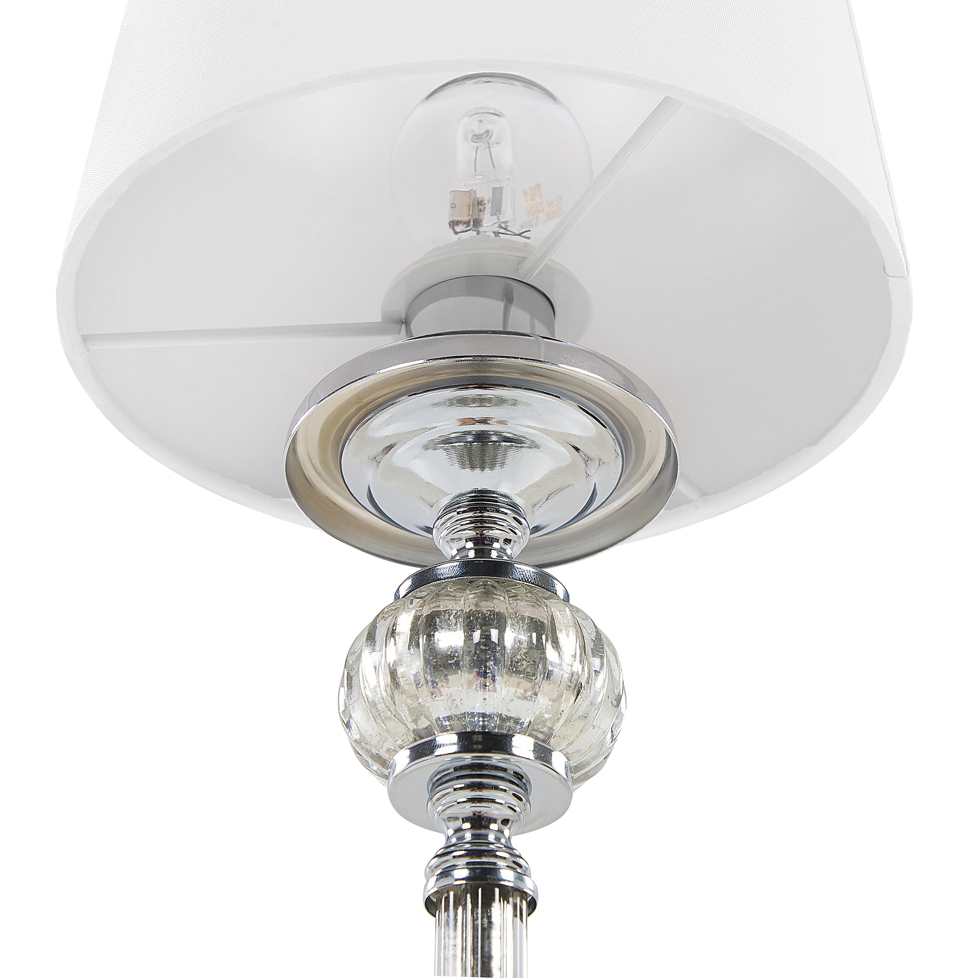 Elegante Tischlampe Lampenschirm aus Polyester Lampenfuß aus Glas weiß Kubena