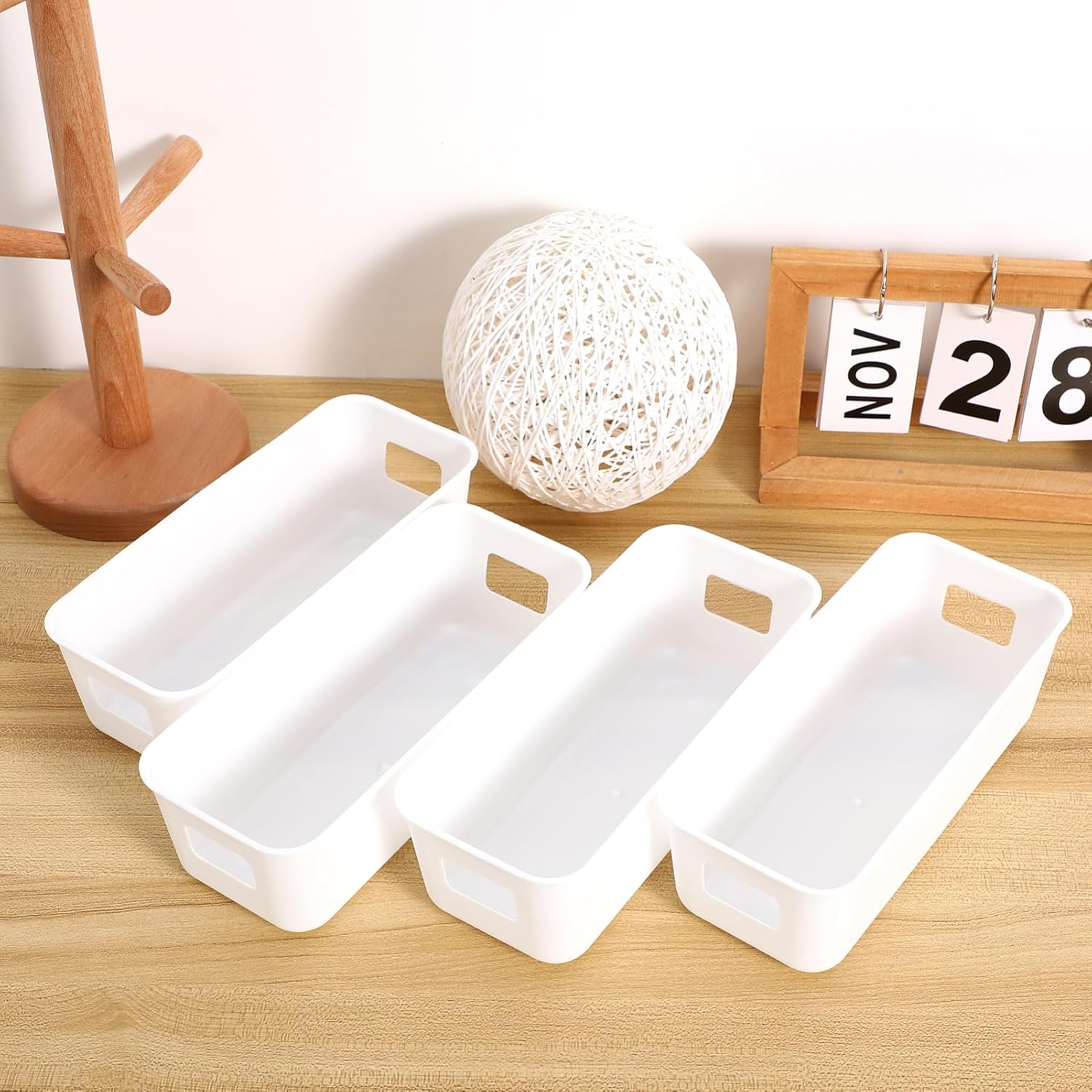 Plastic Storage Bins for Pantry Kitchen Bathroom 8.46X3.54X2.75 Inches Narrow Organizer Box for Shelves Closet Space Saving - Image 8
