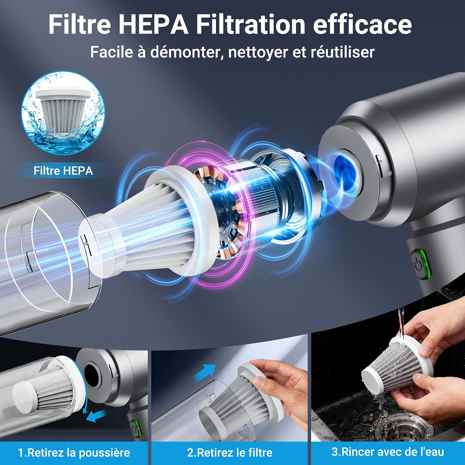aspirateur main sans fil – vue détaillée