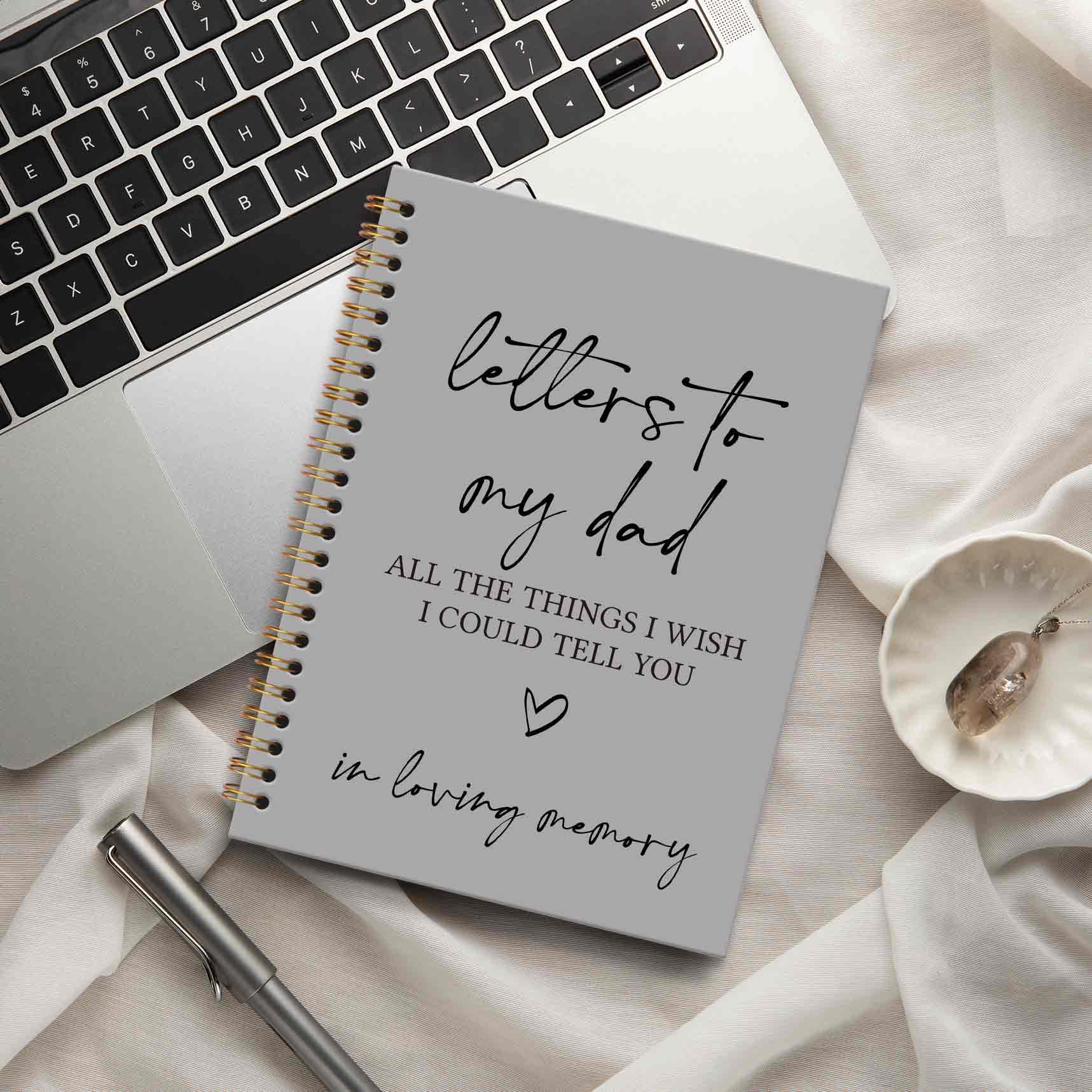 Cuaderno de notas con texto en inglés "Letters to My Dad" de 5.5 x 8.3 pulgadas, diario de quejas de duelo para escribir, regalos conmemorativos de duelo para tomar notas, regalos para papá en