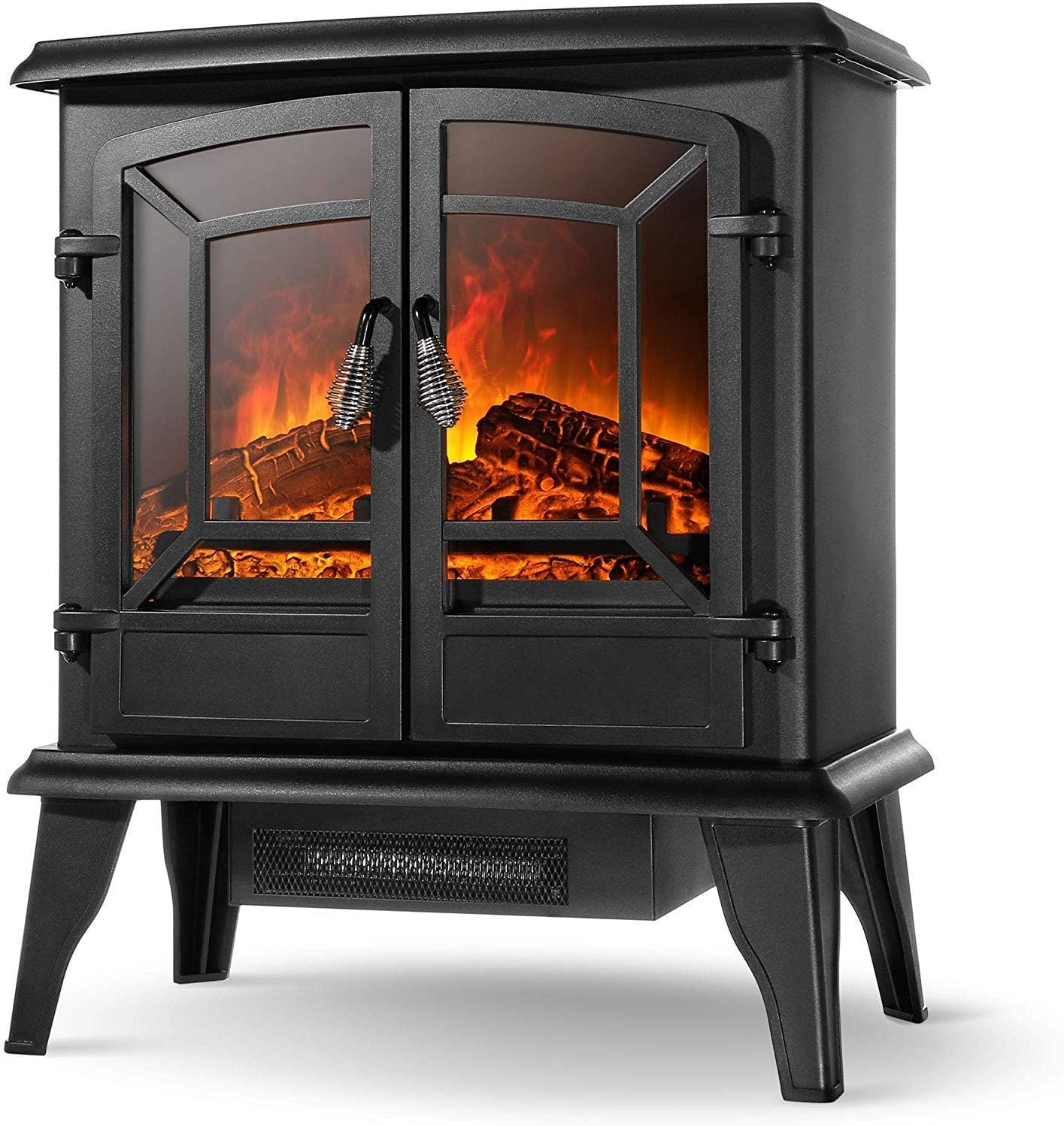 Electric Stove Fireplace Electric Fireplace Log Flame Stove 1400W, Black
