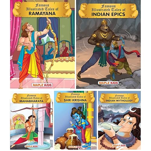 Mythological Tales (Illustrated) (Set of 5 Books with 85 Moral Stories) - for children - Mahabharata, Shri Krishna, Indian Mythology, Ramayana, Indian Epics [Paperback] Maple Press
