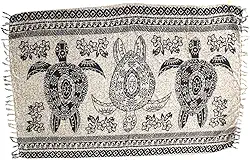 Canga de Praia 100% Viscose com Estampa de Tartarugas, 168m x 1,15m