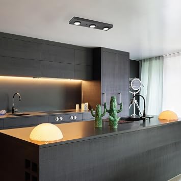 Globe Electric 3-Light Matte Black LED Integrated Track Lighting | Ultra-Low Profile, Adjustable Heads, Dimmable, Modern Ceiling Light for Kitchen, Bathroom Vanity, Living Room, Model 59941