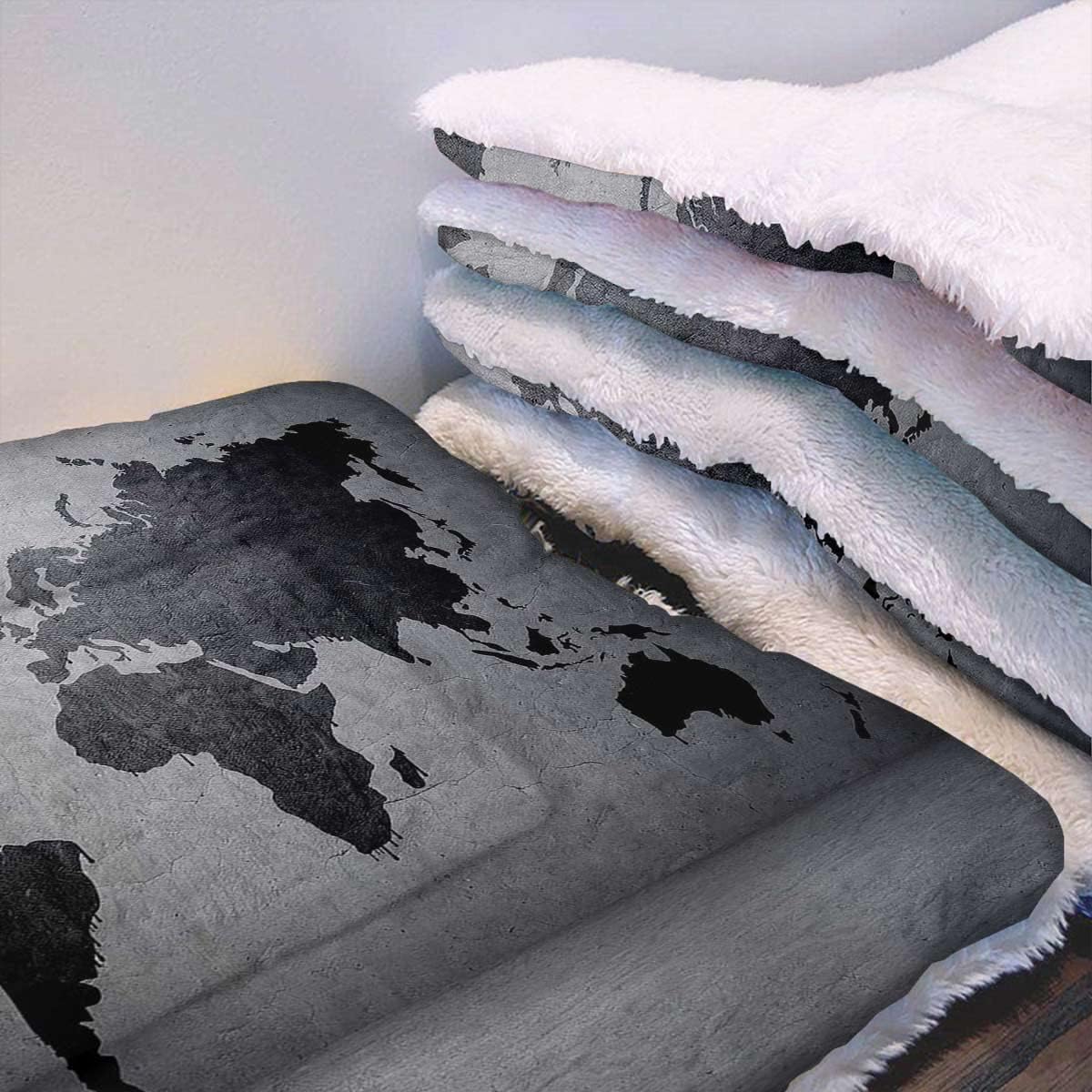 review Grey Black Thermal Pet Mat Bed Liner Black Colored World Map Soft Plush Autumn Winter Thermal Pet Bed Snooze Sleeping for Kittens Puppies Rabbits Dark Grey 22