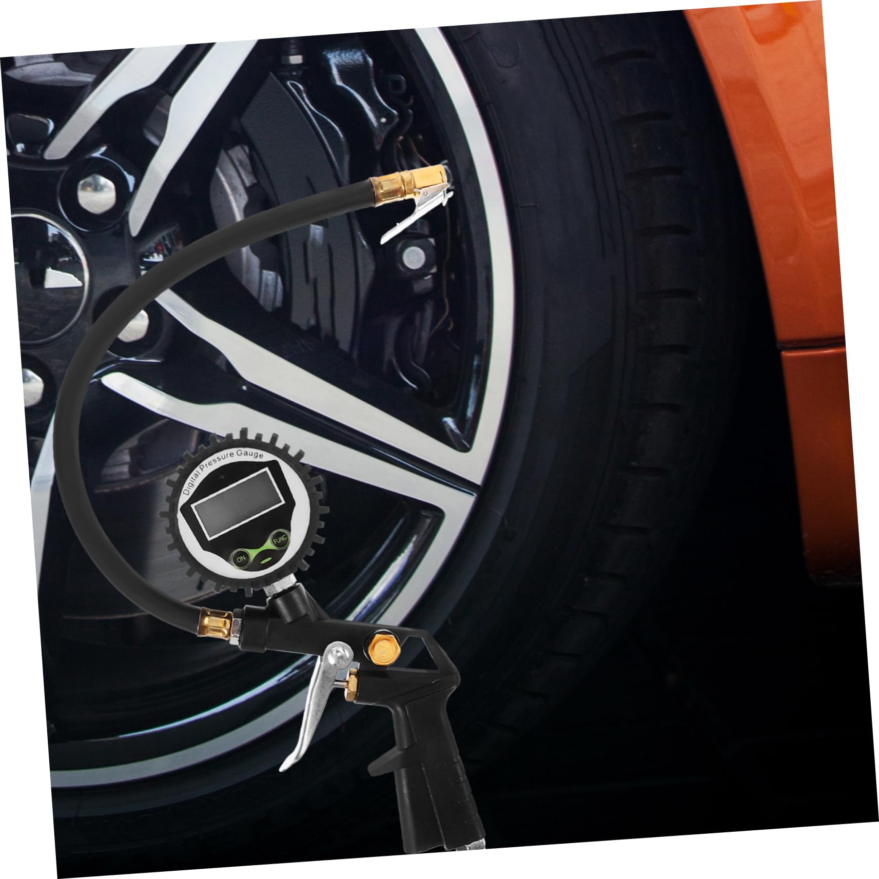 Manometro per Pressione Gomme 60psi Digitale Robusto Argento | Misurazione Accurata En 837 1.6%, Uso Bici e Suv, Funzionamento una Mano