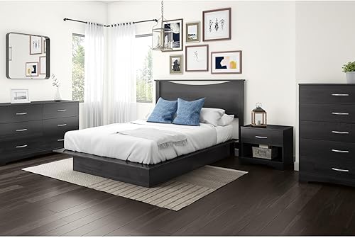 Miniatura 4 de South Shore, mesita de noche, de 1 cajón, No, Roble gris Roble gris,Negro puro,Blanco puro,Weathered Oak