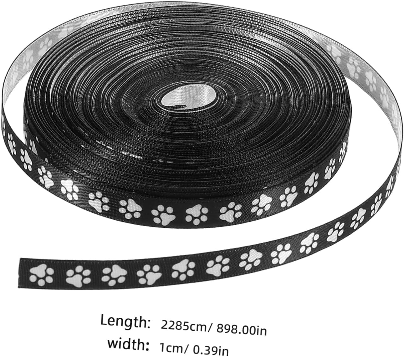 White Paw Print Satin Ribbon 1 Spool PET Craft Decoration image 2
