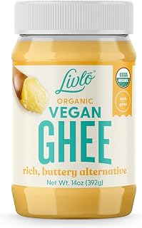 Livlo Organic Vegan Ghee 14oz - Shelf-Stable Plant-Based Butter, Dairy-Free Keto Paleo Gluten-Free Ghee Alternative