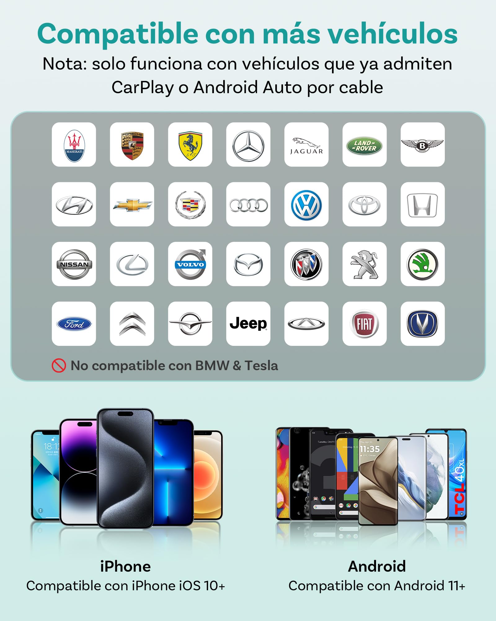 2026 Ottocast Mini Tube Adaptador Inalámbrico CarPlay & Android Auto, Convertidor de Cable a Inalámbrico, Plug & Play, Reconexión Rápida, para Vehículos con CarPlay o Android Auto con Cable