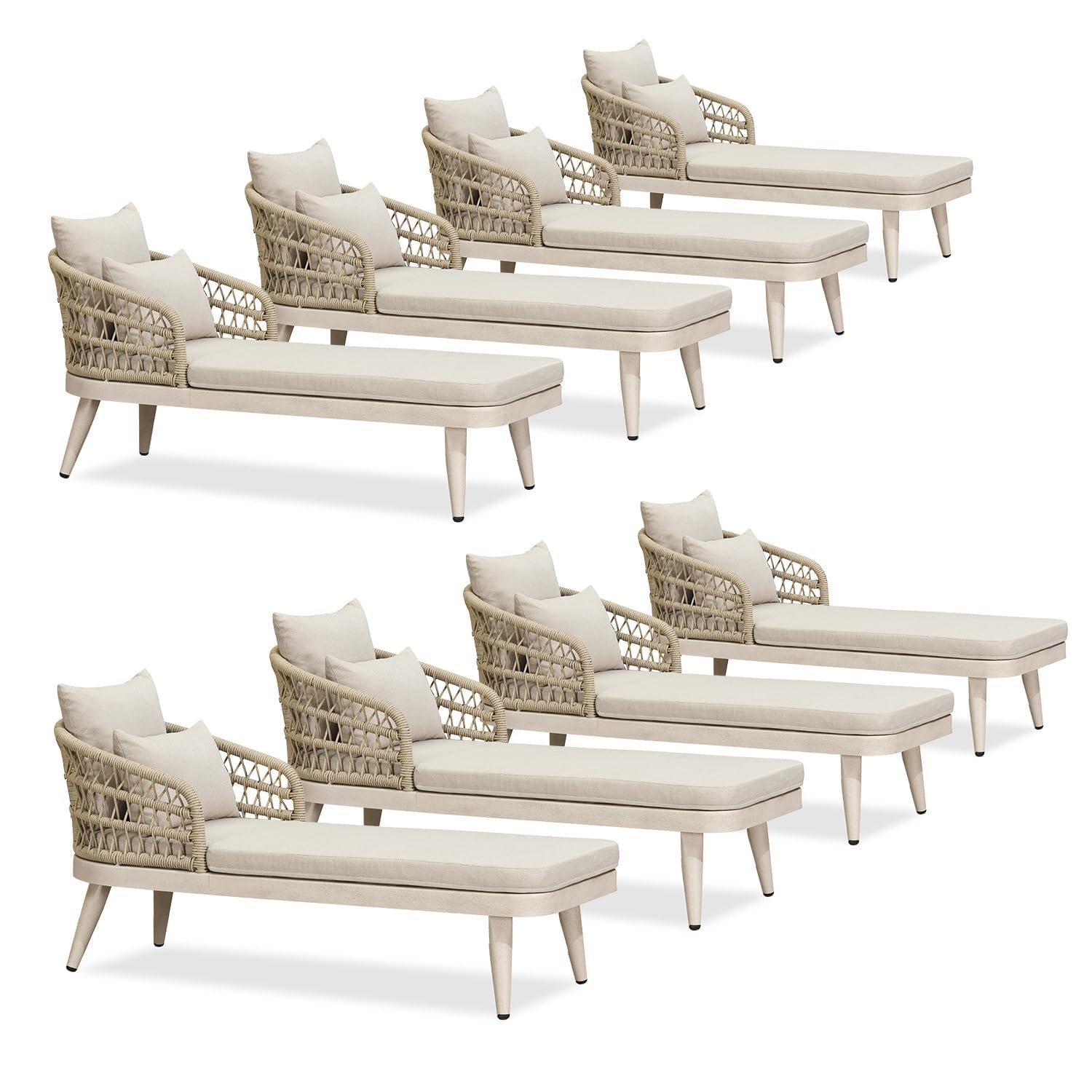 PURPLE LEAF Patio Chaise Lounge Chair Aluminum Frame 2 Pillows Matte White
