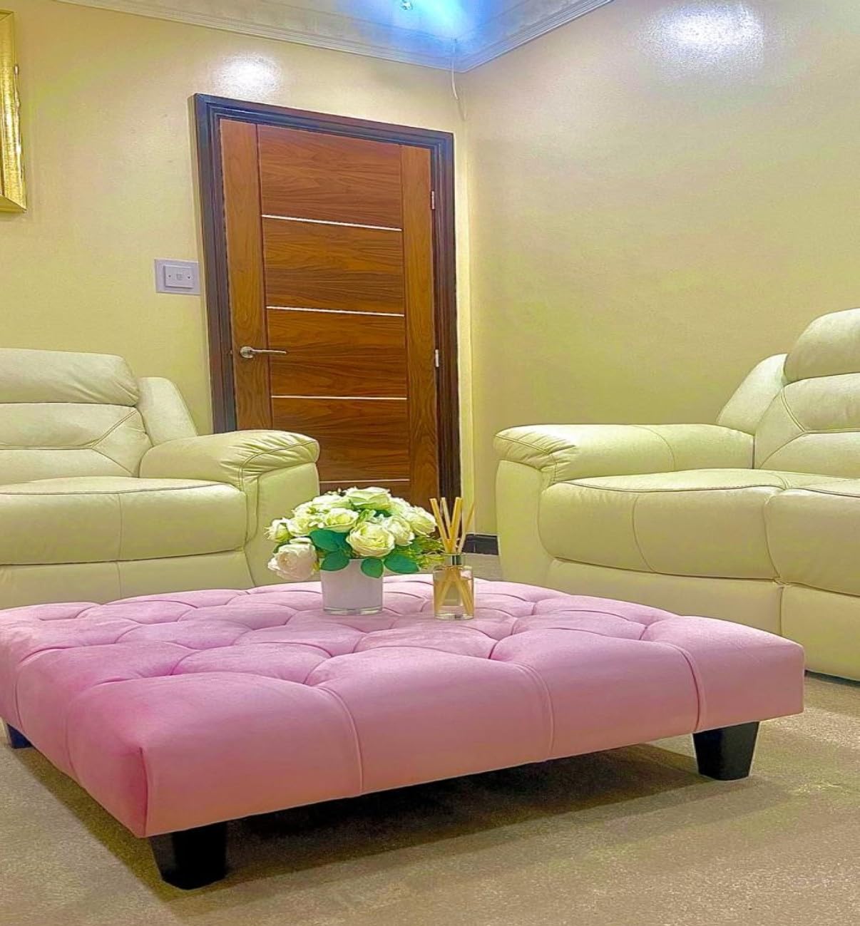 luxisleepltd Footstool, Chesterfield,Padded Bench, Chest,for Bedroom, Hallway, Living Room,Plush fabric (Silver, length 30'', Width 20'', Height 10'')