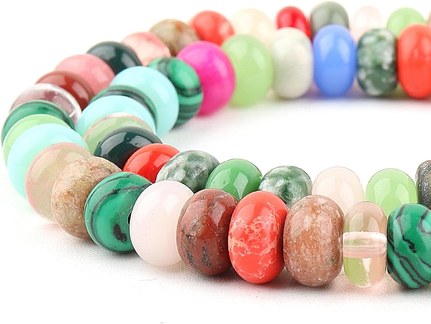 8x5mm Natural Stone Mix Color Gemstone Beads for Jewelry Making - 68-75pcs, Cylindrical Loose Beads - Image 2