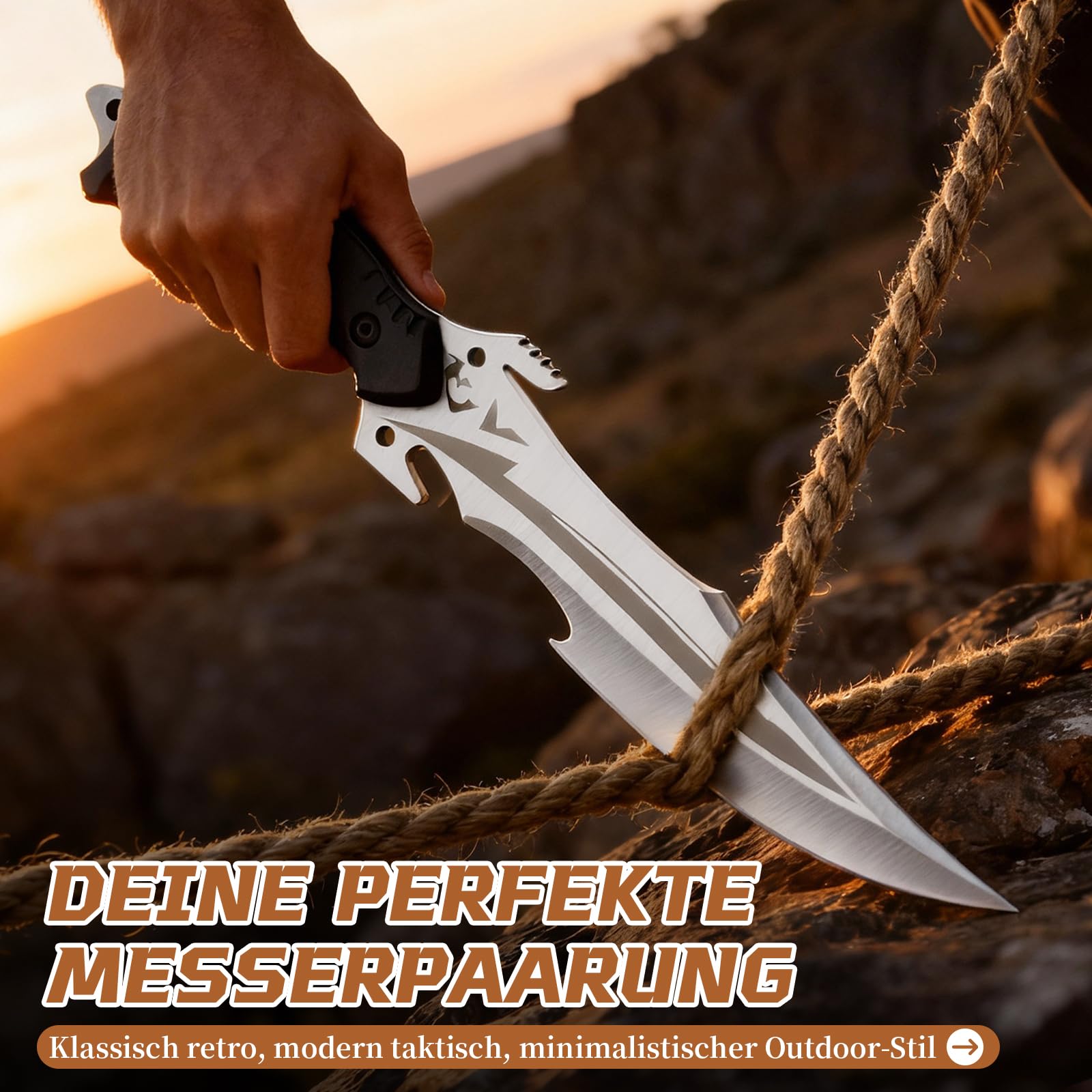 Purple Dragon Coltello da sopravvivenza— lama fissa con fodero, ideale per campeggio, trekking ed esplorazione, regalo perfetto per uomo