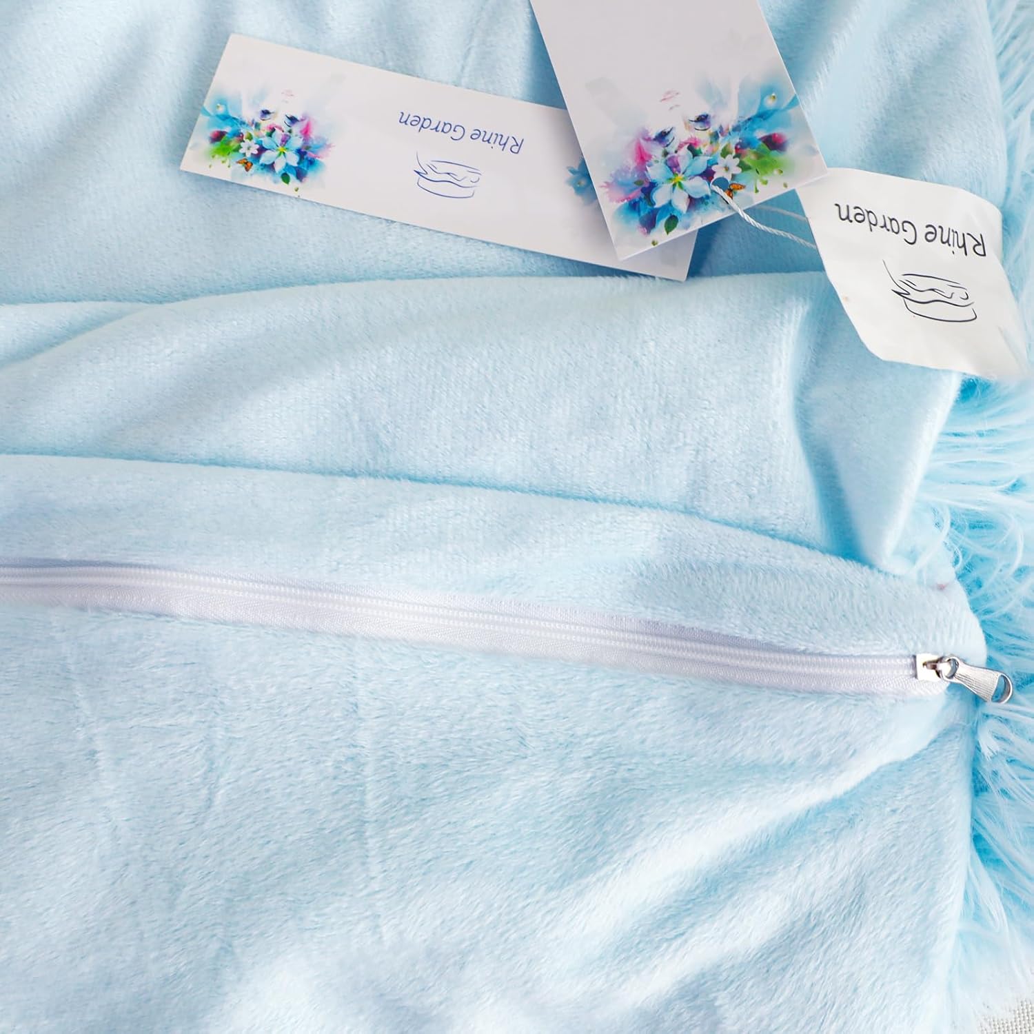 Blue Fluffy Faux Fur Pillow Covers 26"x20", Shaggy Plush Furry Fuzzy Pillow Cases for Bed Pillow or Bedroom Interior Decor, Soft Set for Feathered Protection