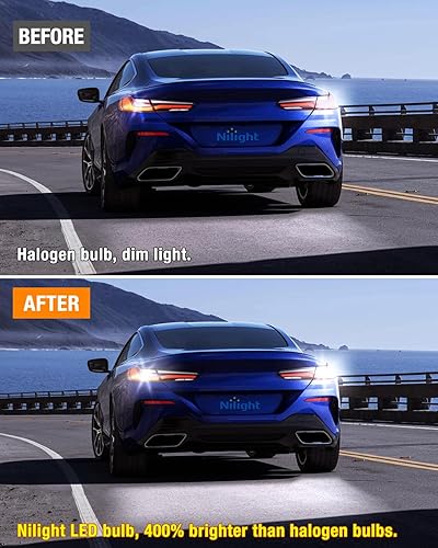 Miniatura 20 de Nilight Bombilla LED 1157, 2 unidades, 57 LED, color rojo, 2057 2357 BAY15D 7528, luz de freno de freno intermitentes, luz trasera con proyector