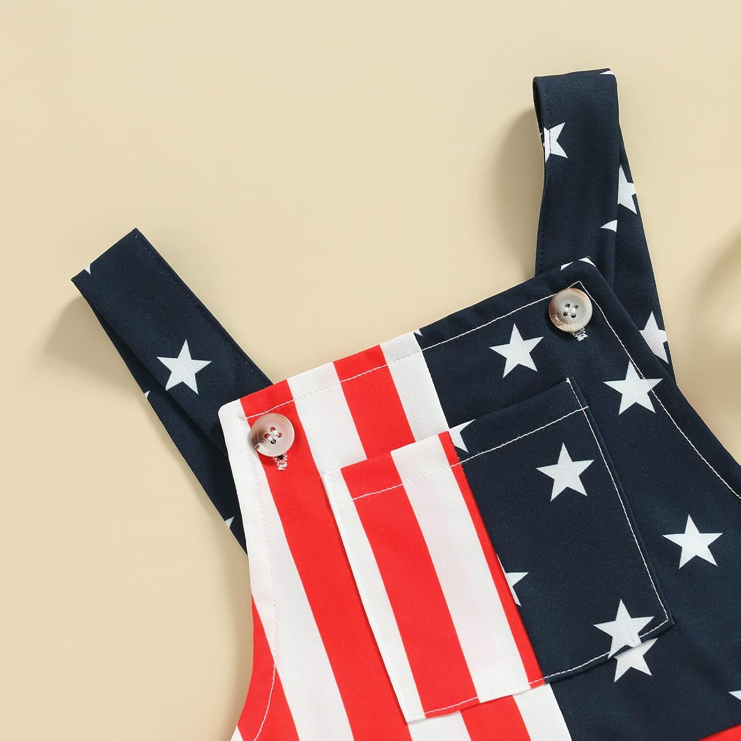 Ayalinggo 4th Fourth of July Baby Girl Boy Outfit American Flag Print Overalls Shorts Pocket Suspender Romper Clothes thumbnail