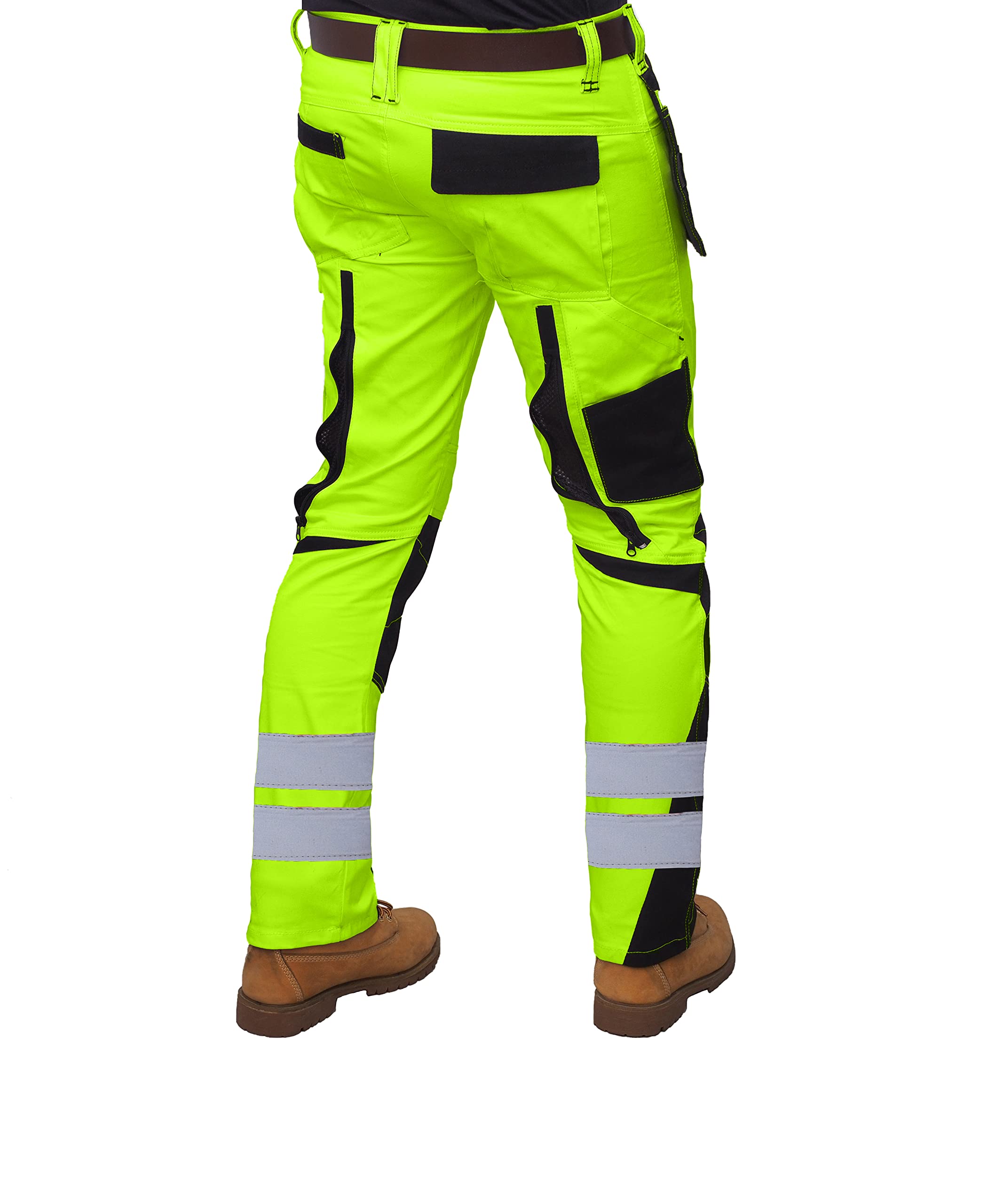 Pantaloni Hi Vis da uomo ad alta visibilità Cargo Workwear Soft Heavy Duty Multi Pocket Easy Care Pantaloni Nastro Riflettente Pantaloni da Lavoro
