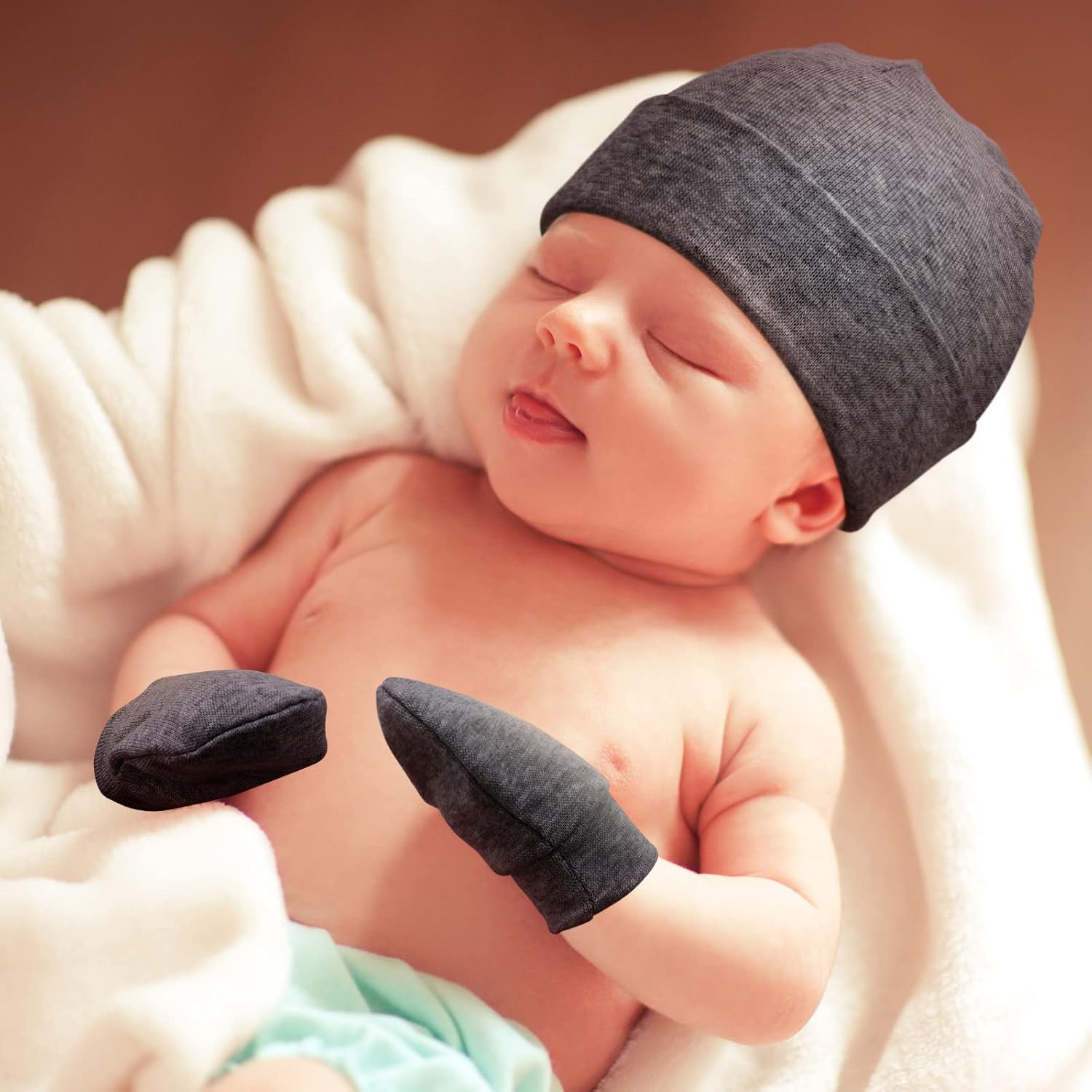 Newborn Baby Hats and Mittens Set Infant Beanie Cap Toddler Gloves Newborn Hospital Hats for Baby Boys Girls Kid 0-6 Months - Image 7