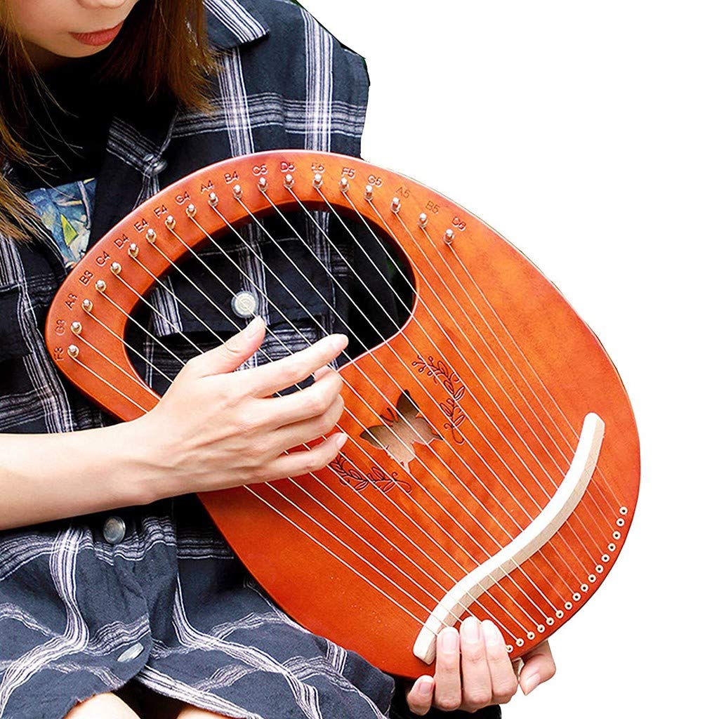 Harfe Instrument Lyre, 16 Saiten Leier Instrument, 16 Saiten Mahagoni Lyre, Haltbare Leierharfe, Gravierte Entwurf mit Tragetasche Stimmschlüssel Reinigungstuch, 16 Strings