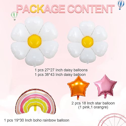Miniatura 4 de Daisy Groovy - Pancartas colgantes de fiesta bohemia, globo de margarita, arco iris, globo Groovy para uno y dos con temática genial para decoración