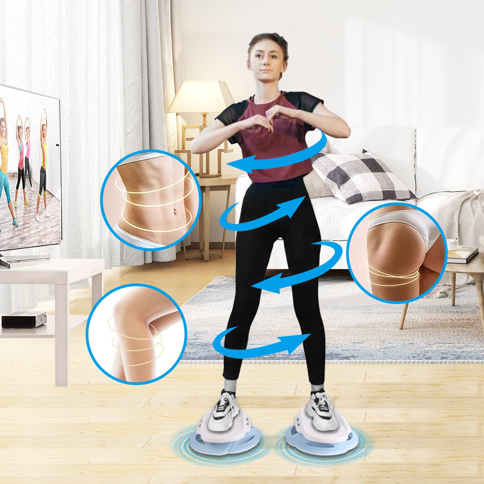 Planche de torsion, la planche d'équilibre TIZYFF sans bruit, utilisée pour les exercices de la taille, des bras, des jambes et des fessiers en intérieur/extérieur de la salle de sport.