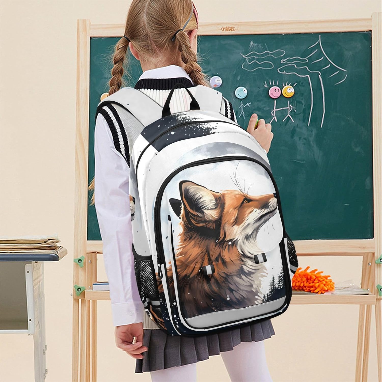 Laptop Backpack Fashion Travel Backpack for Women Men Fox in Forest School Backpack for Teens Boys Girls,Water Resistant & Lightweight