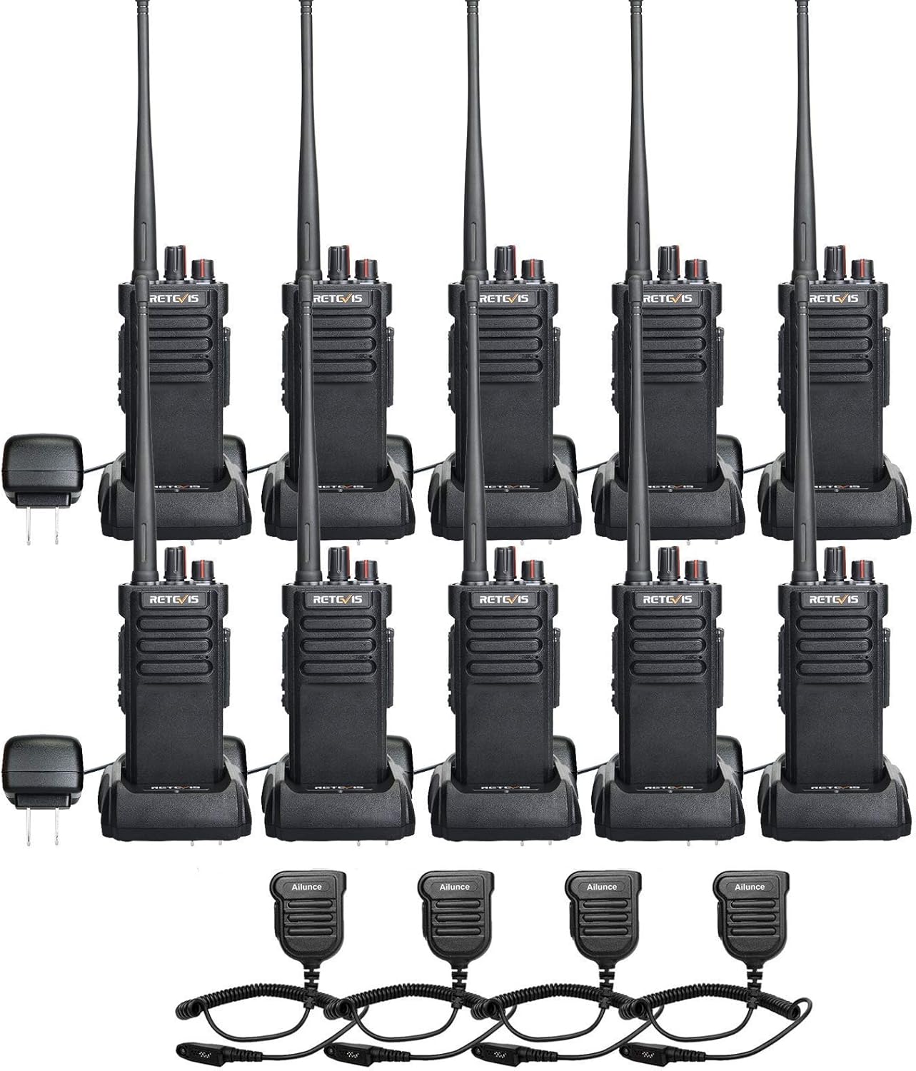 Retevis RT29 2 Way Radios 10 Pack with IP55 Waterproof Mic