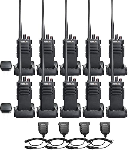 Retevis Radios RT29 de 2 vías, paquete de 10 con micrófono impermeable IP55, Walkie Talkies de largo alcance, radios bidireccionales resistentes,