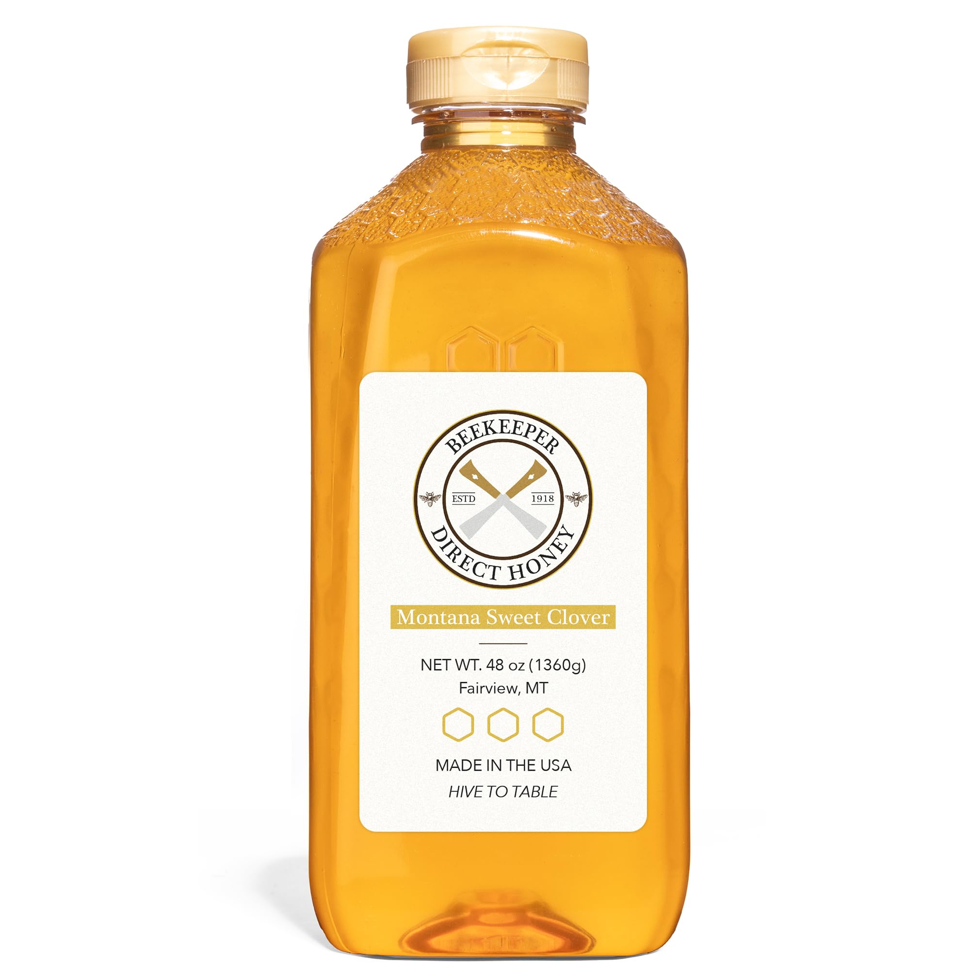 Beekeeper Direct Raw Unfiltered Honey - Real Raw Sweet Clover Honey - All Natural Non-GMO Pure Gourmet Honey - Local Montana Clover Honey (3lbs
