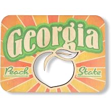 Georgia Peach State Wood Magnet with Peach Cut Out Design, Collectible Travel Souvenir, Refrigerator Accessory, 3 x 2.25 Inches