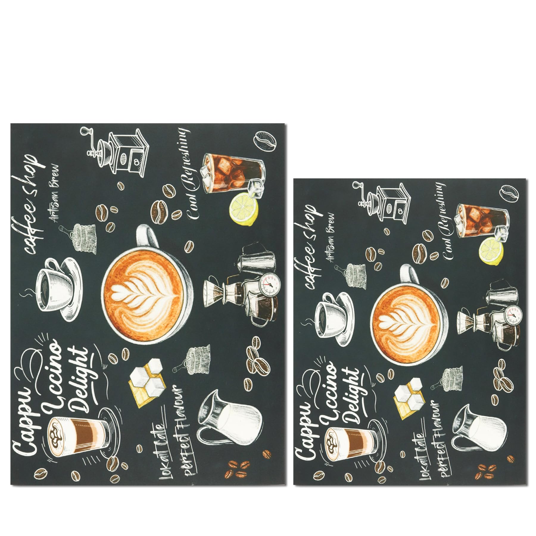 2 PCS Coffee Mat 19.6"x15.7" and 15.7"x11.8"- Absorbent Non Slip Dish Drying Mat,Coffee Bar Accessories, Kitchen Counter Protector forCoffeemaker, Sink, Dining Decor (Coffee and cola)