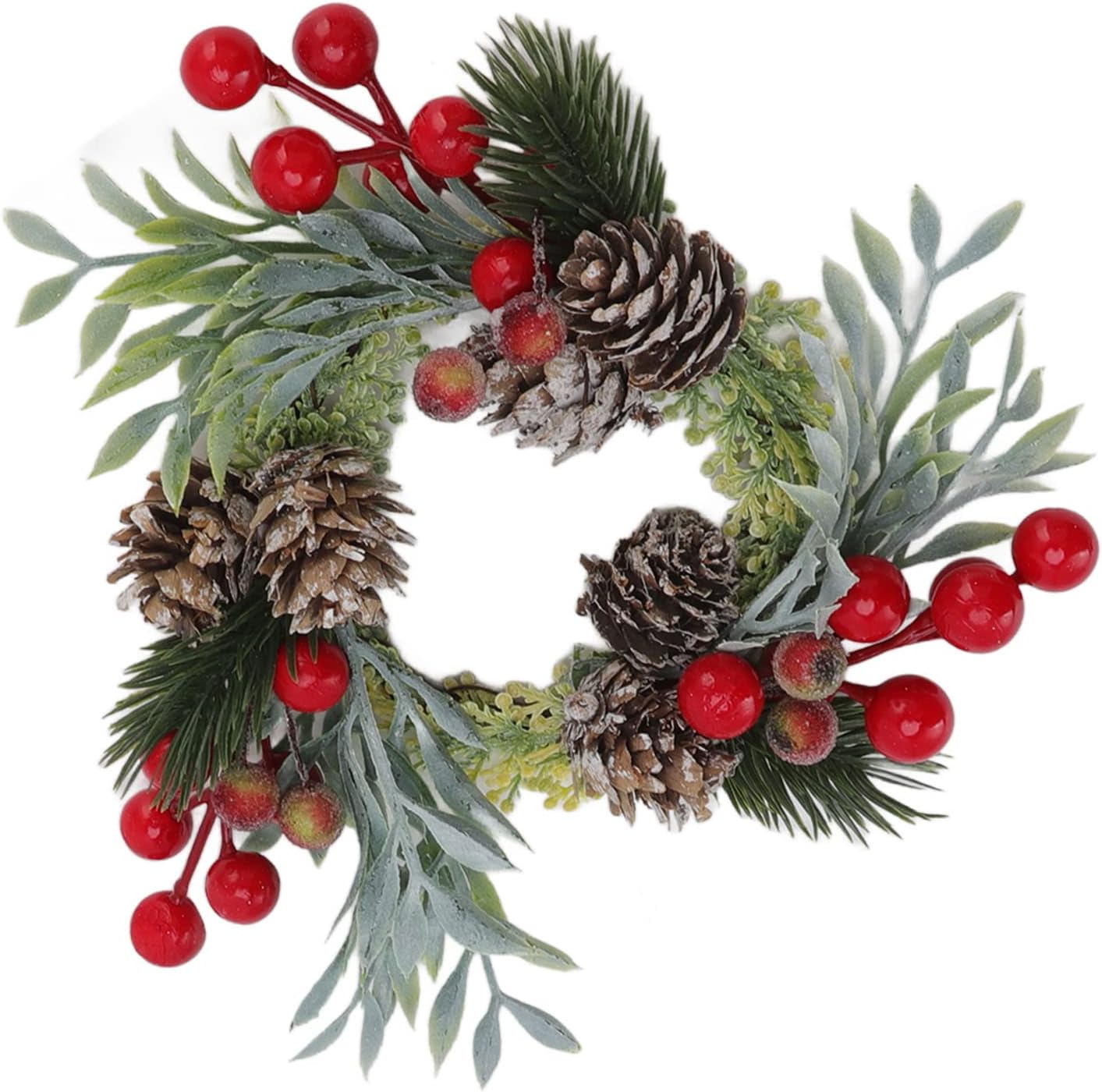 Christmas Candle Rings 6inch, Artificial Berry Candle Rings