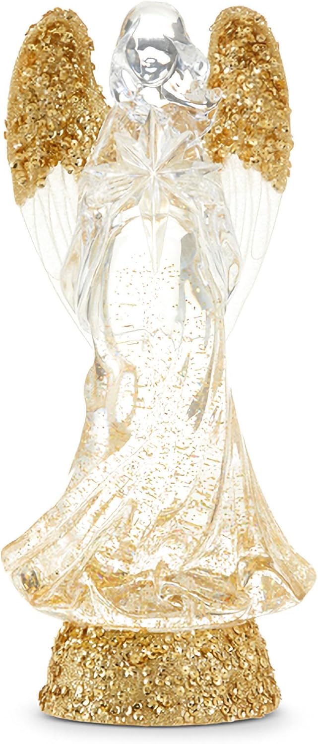 Raz Imports Holiday Water Lanterns 2023 13" Lighted Angel with Gold Swirling Glitter