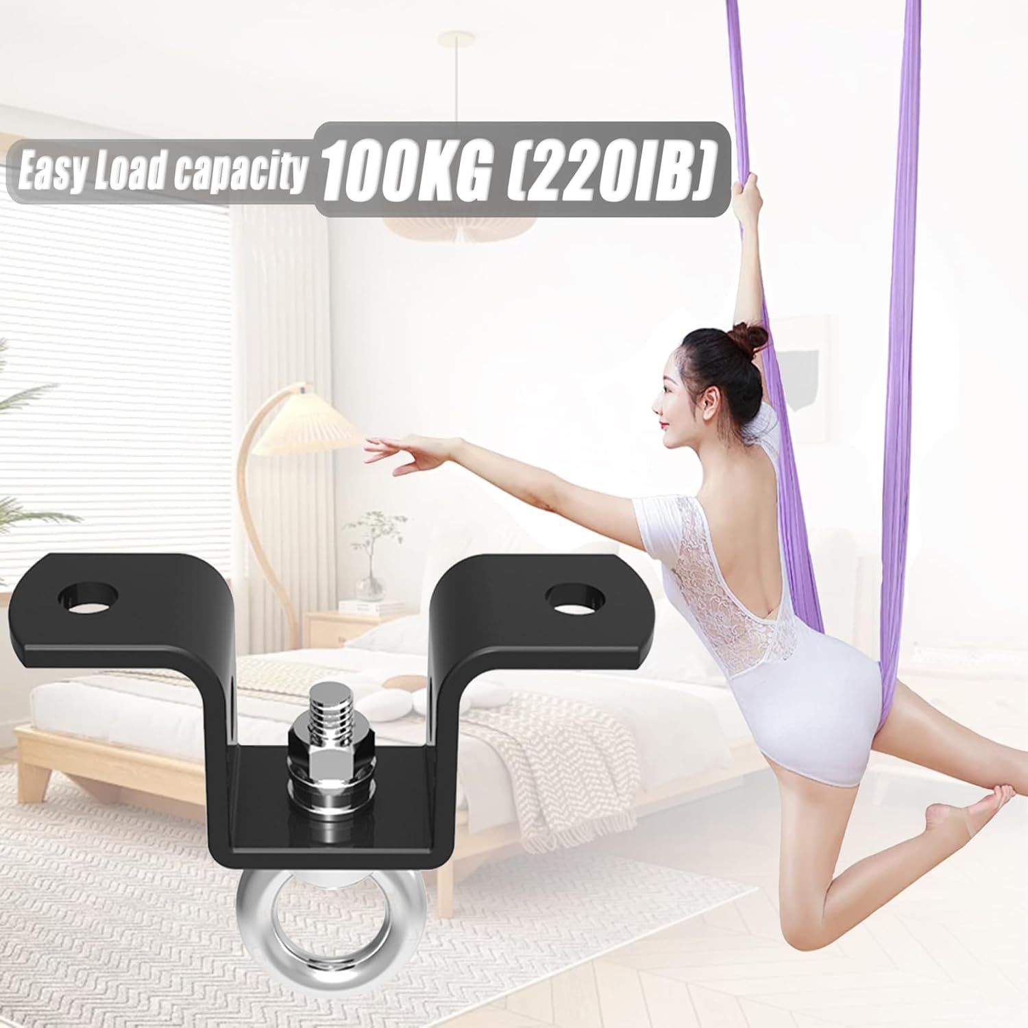 Heavy Bag Hanger, Load Capacity 220lb Heavy Bag Wall Mount Ceiling Install - with Mountaineering Buckle Heavy Bag Stand Punching Bag Hangers for Strength Training Systems