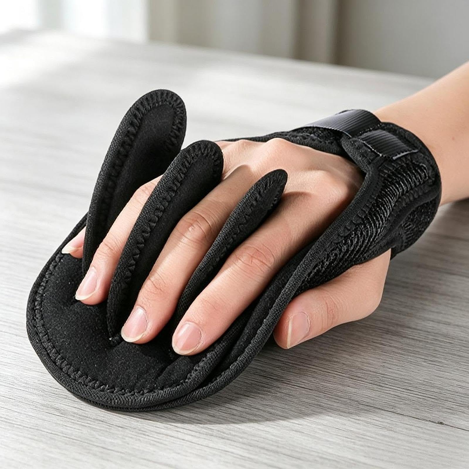 Guante Separador de Dedos con Almohadilla de Soporte Ergonómica para Los Dedos, Negro