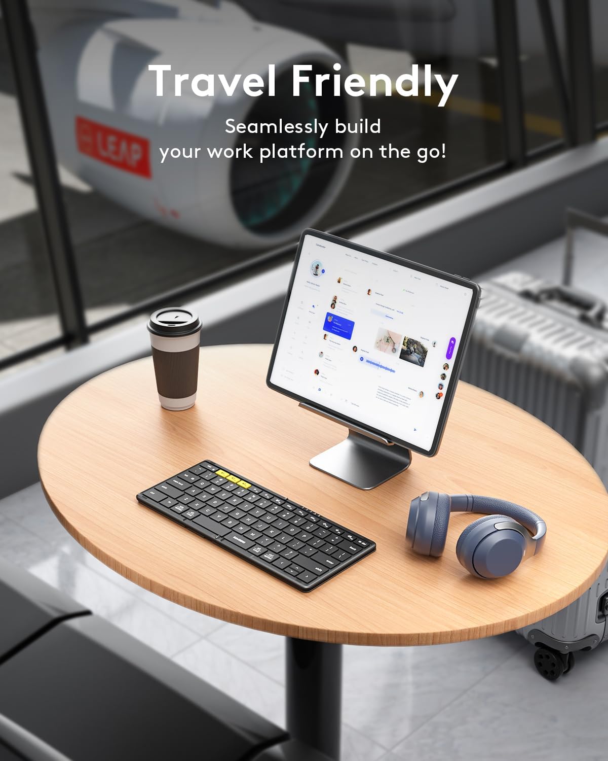 Samsers Full-Size Foldable Bluetooth Keyboard, KF08S Wireless Folding Keyboards with PU Leather Cover, Portable Travel for iPhone iPad Smartphone Tablet Laptop, Android Windows Mac OS, Black - Image 3