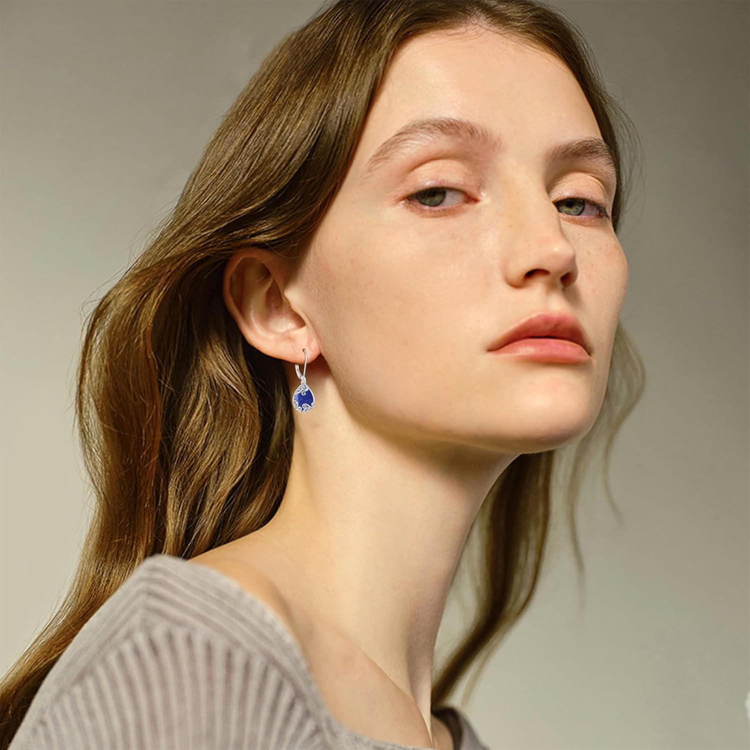 Filigree/Hibiscus/Plumeria Flower Leverback Earrings Moonstone/Lapis Lazuli/Turquoise/Moss Agate/Black Onyx Jewelry for Women 925 Sterling Silver Dangle Drop Earrings Filigree Gifts for Wife - Image 6