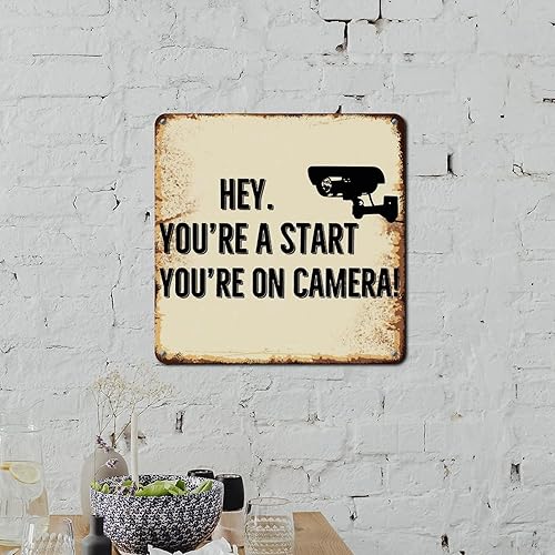 Miniatura 3 de ArogGeld Tin Sign Hey You're A Start You're On Camera Metal Tin Sign Spiritual Lettering Quotes Home Wall Decoration Bright Metal Plaque Sign for