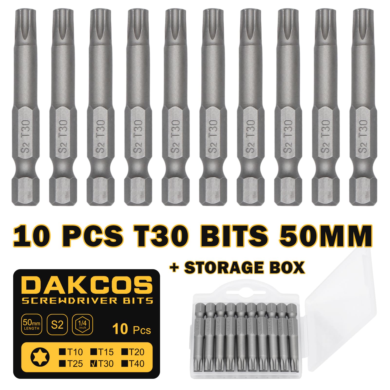 TIMco Torx Bits TX30 S2 Gehärtet – 50 Stück In Grau, Extrem Hart & Langlebig