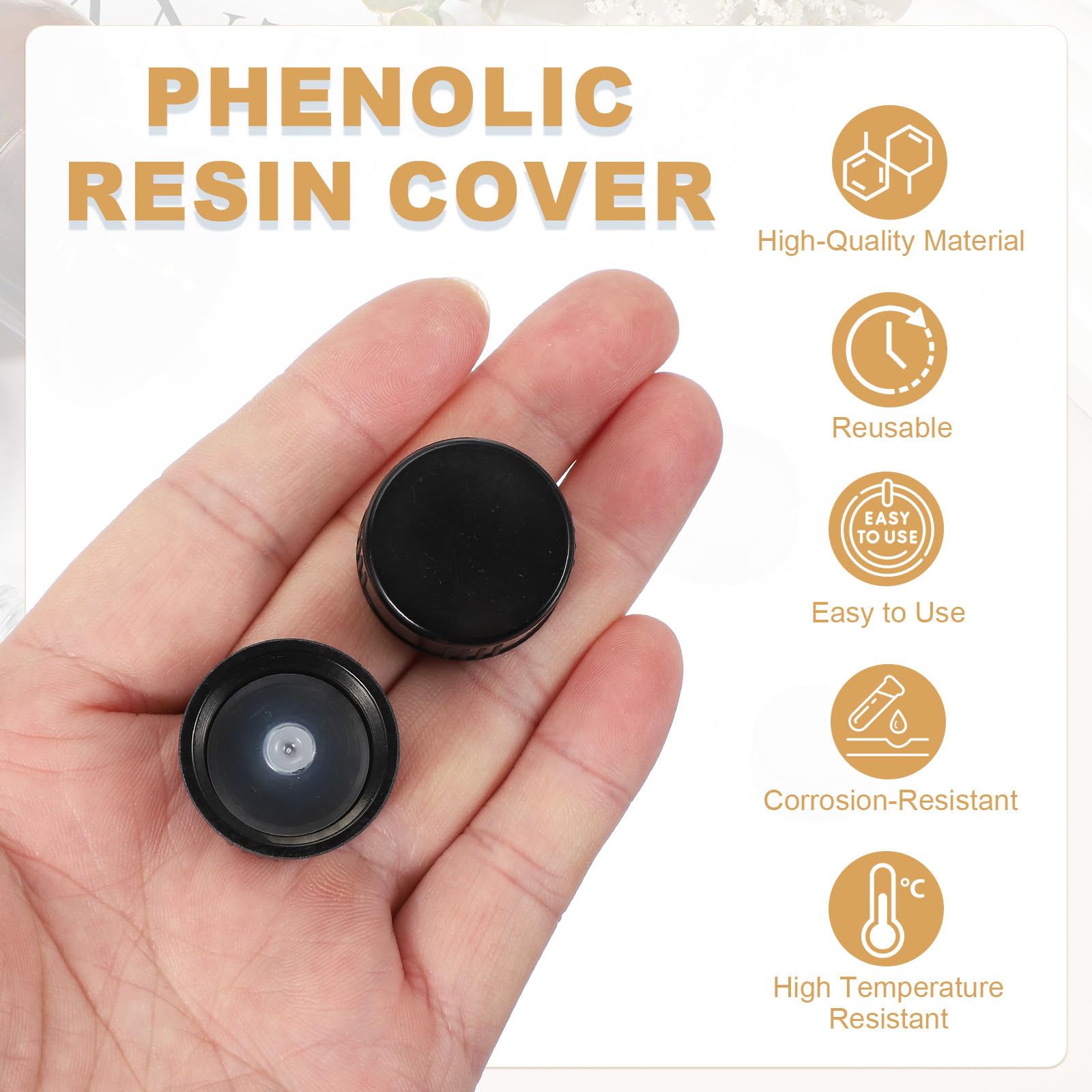 sourcing map 16 tappi a vite in resina fenolica, 22 mm, tappi di ricambio in plastica per bottiglie di prodotti chimici, alimenti, cosmetici, colore nero