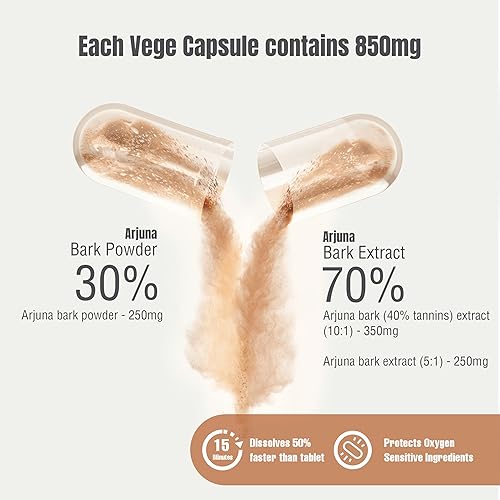 Miniatura 2 de Herbsforever Arjuna  Terminalia Arjuna  Suplemento de bienestar tradicional  60 cápsulas vegetales