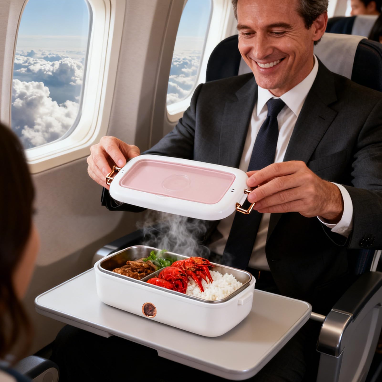 Générique Podgrzewane pudełko na lunch, wodoodporne ładowanie USB, elektryczny kosz na posiłki dla dorosłych, dla mężczyzn, kobiet, kuchnia biuro podróż piknik