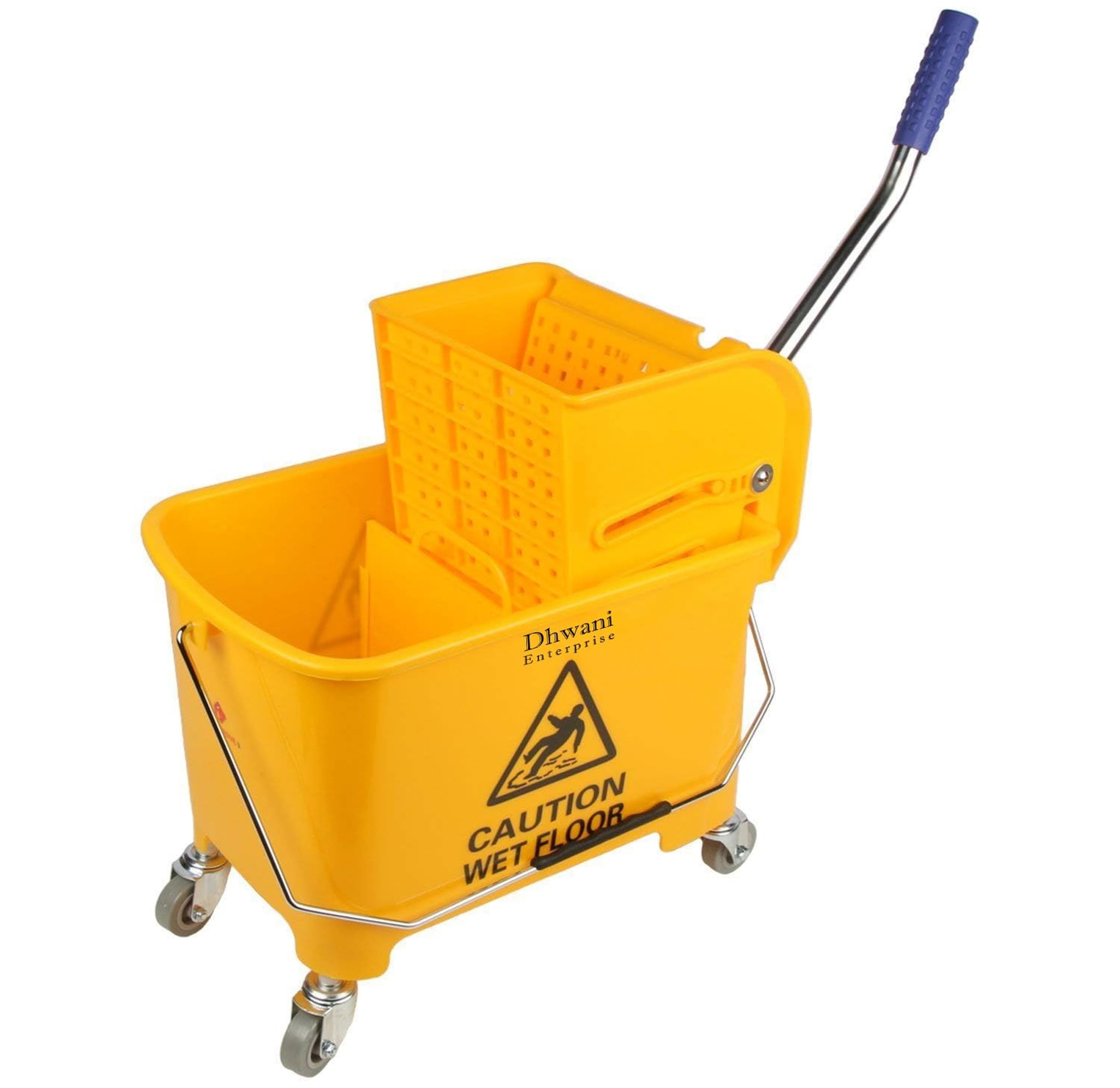DHWANI ENTERPRISE Single Bucket Wringer Trolley (20 L, Yellow) ABS Plastic Material with CHECK DUSTER CLOTH FREE (GIVE ORDER MAXIMUM 2 QTY WE CANT DISPETCH MORE THAN 2 QTY)-image-2