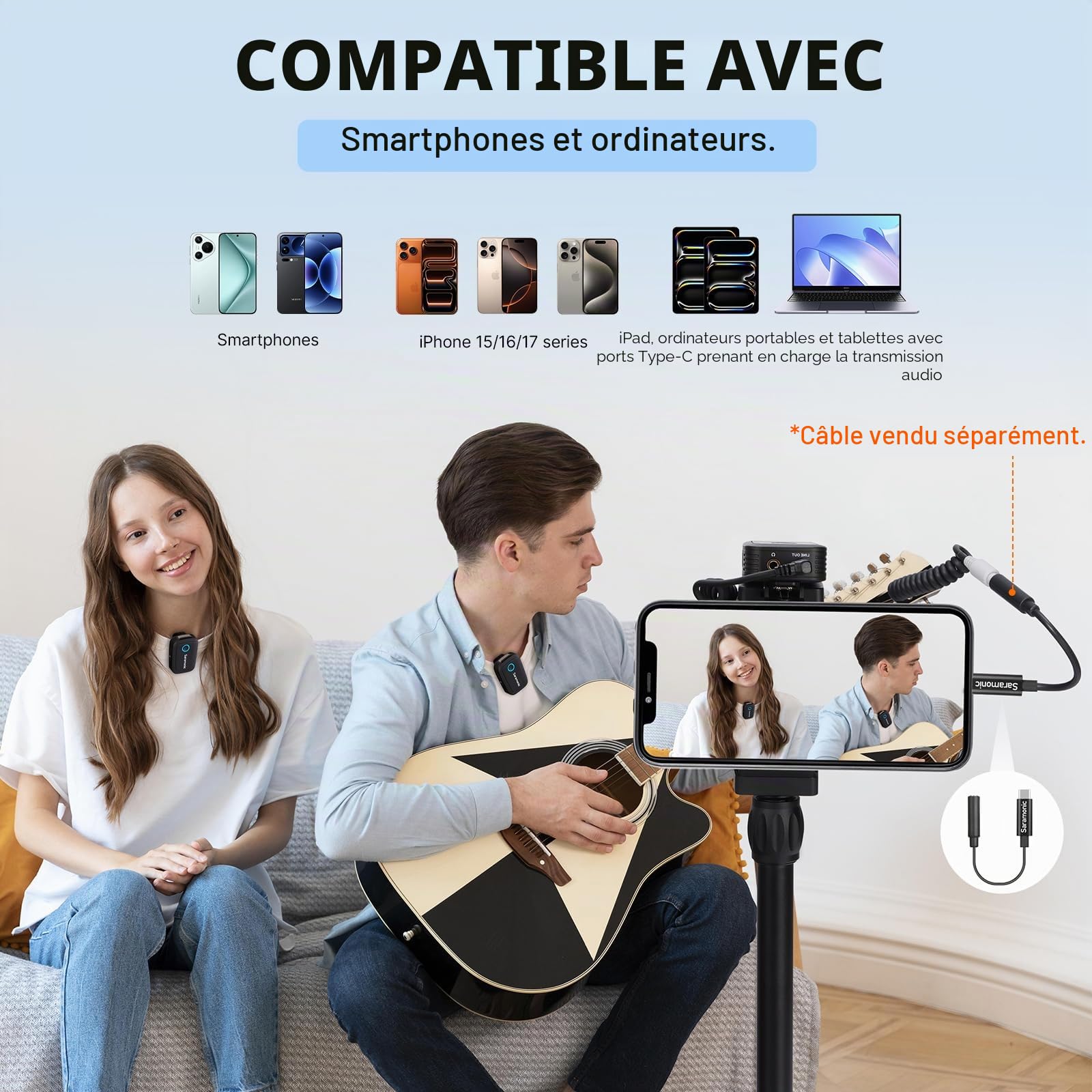 Saramonic Blink 500 T4 Version 4 personnes, microphone cravate sans fil, pour scénarios de prise de vue multi-personnes, 2,4 GHz, son 24 bits, pour reflex numérique, caméscope, smartphone, YouTube