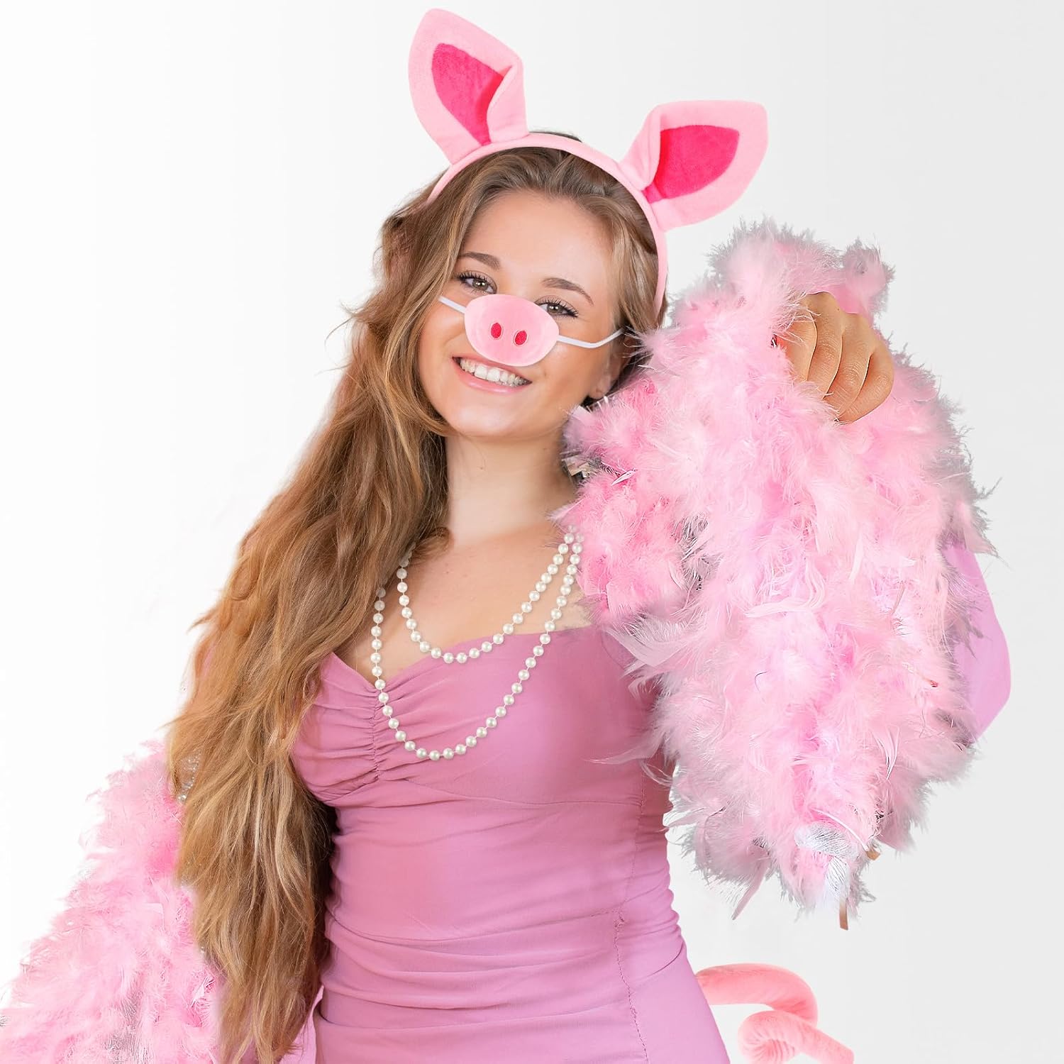 Haysandy 5 Pcs Pig Costume Accessories Set Pig Headband Animal Fancy Costume Kit for Adult Halloween Cosplay Party Dress up - Image 5