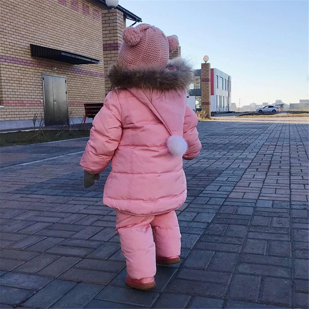 HEYDHSDC Winter Children Ski Suit Parka Down Jacket + Overalls Girls Thick Warm Kids Outerwear