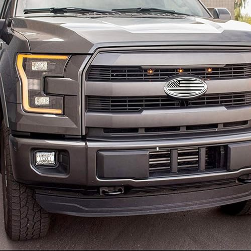 Miniatura 5 de LYCARESUN Front Grille American Flag Emblem for Ford, Rear Tailgate Emblem Badge Nameplate for Ford F150 F250 F350 (9", Black and Silver)